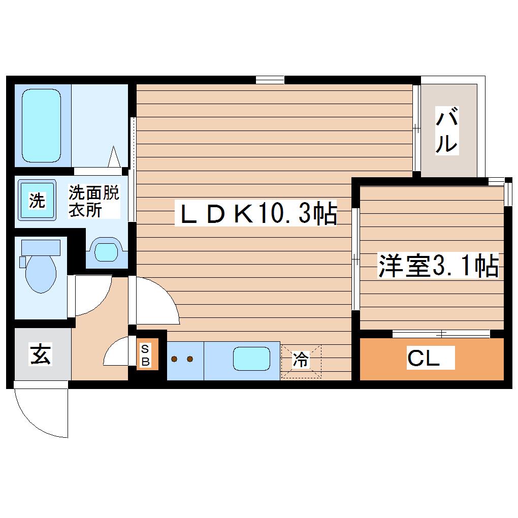 GRANDTIC長町(1LDK/1階)の間取り写真