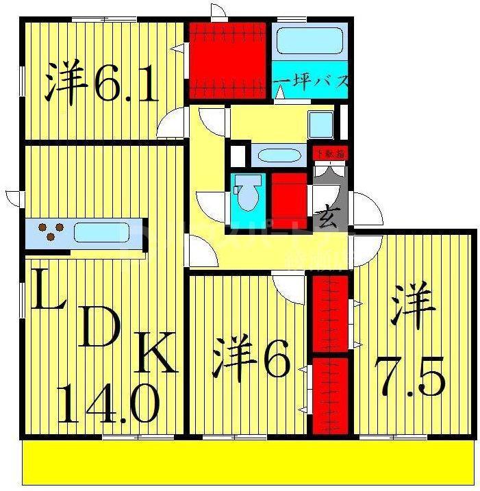KAHLUA(3LDK/3階)の間取り写真