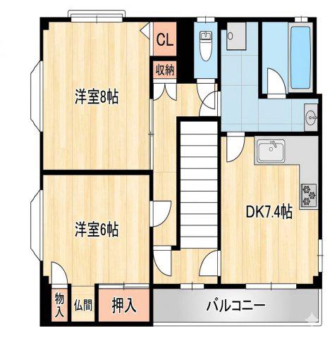 ヒロタハイツ(2DK/3階)の間取り写真