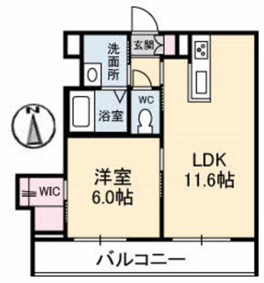 SUNSHINE GARDENS 富田(1LDK/3階)の間取り写真