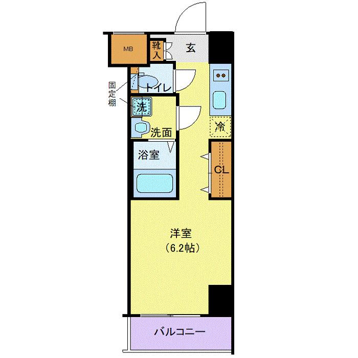 メイクスデザイン川崎(ワンルーム/10階)の間取り写真