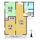 グリフォンガーデン池尻B(2LDK/2階)の間取り写真