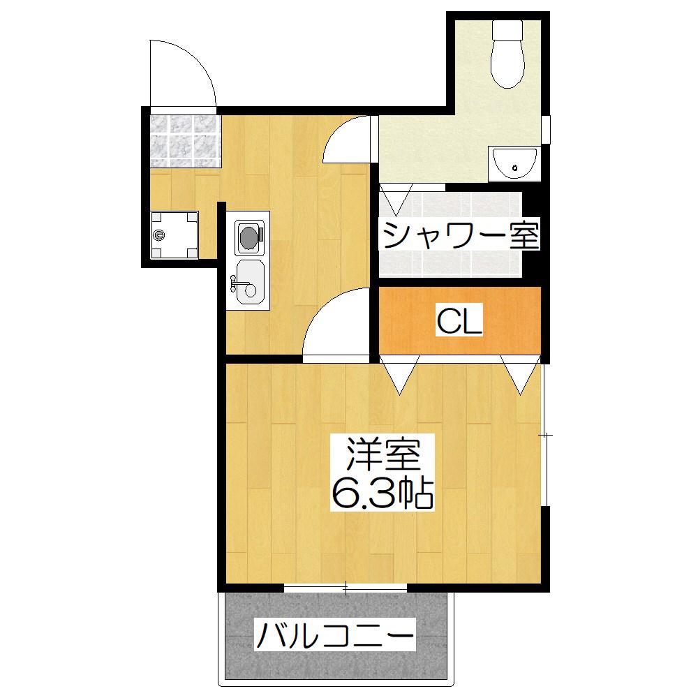 ハイム京都鴨川(1K/2階)の間取り写真