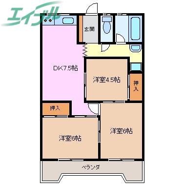 小古曽ビル(3DK/5階)の間取り写真