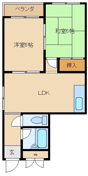 ドムール南四条(2LDK/3階)の間取り写真