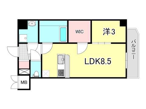 エスリードレジデンスグラン神戸三宮シティ(1LDK/2階)の間取り写真