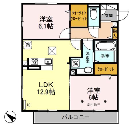 東武東上線 朝霞駅 徒歩24分 3階建 築8年(2LDK/3階)の間取り写真
