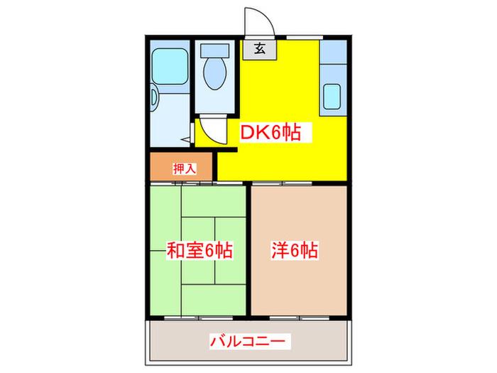 サニーヴィラ小林(2DK/3階)の間取り写真