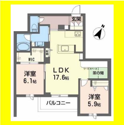 CRESTIEQ NAKADA(2LDK/2階)の間取り写真