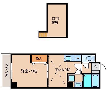 エスポワール(1DK/3階)の間取り写真