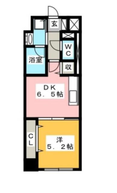 ランパス東古松(1DK/4階)の間取り写真