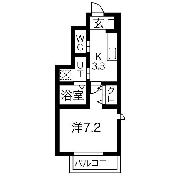 CHATEAUBRIAND長町(1K/1階)の間取り写真
