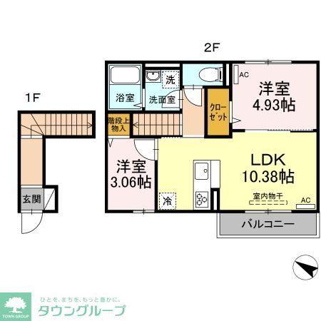 エクセリア北烏山(2LDK/2階)の間取り写真