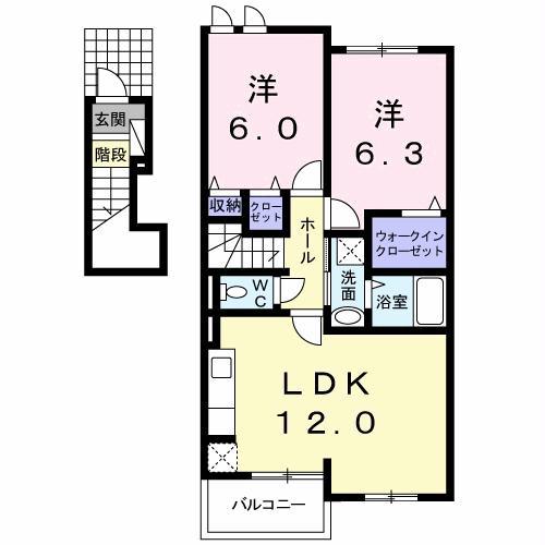クレメンティ・パーク(2LDK/2階)の間取り写真