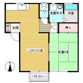 コーポ21(1LDK/2階)の間取り写真
