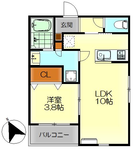 M・テラス吉浦新町II(1LDK/1階)の間取り写真
