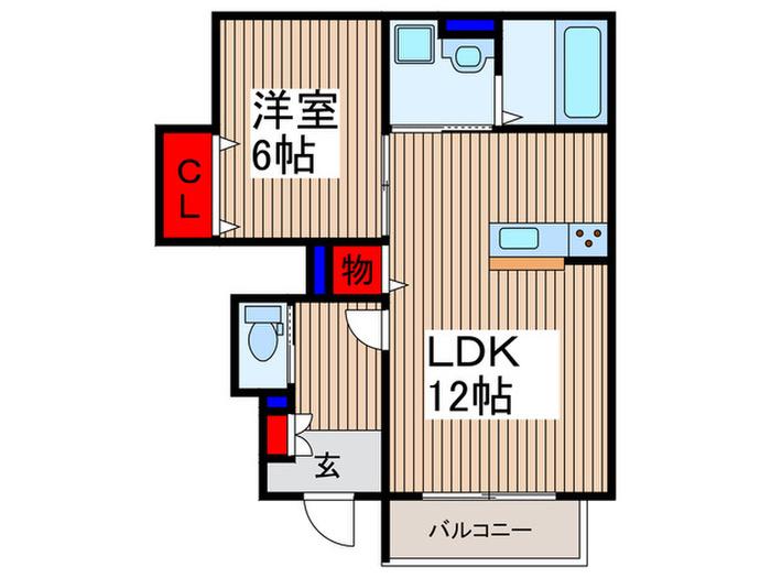 グランプレイス越谷(1LDK/1階)の間取り写真