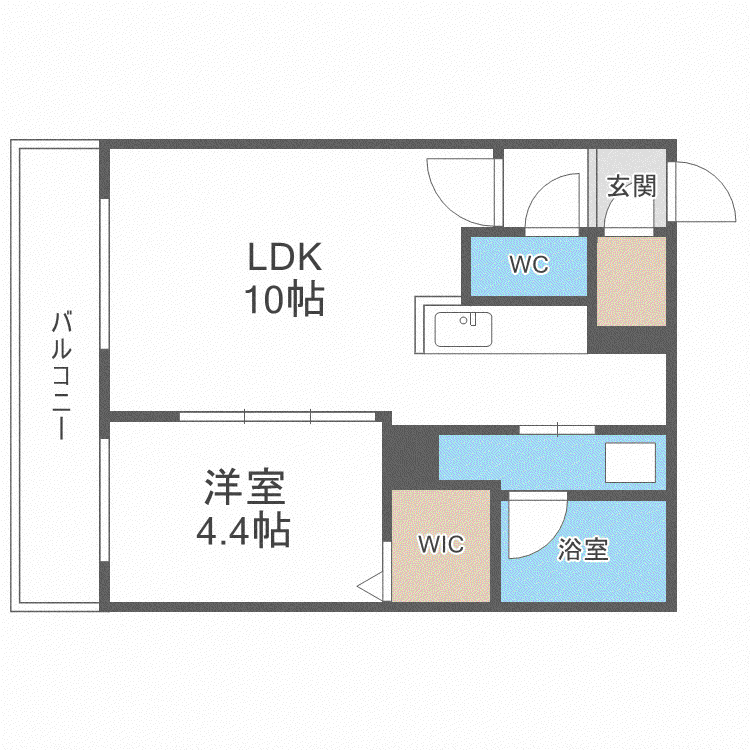 グランカルム円山公園(1LDK/2階)の間取り写真