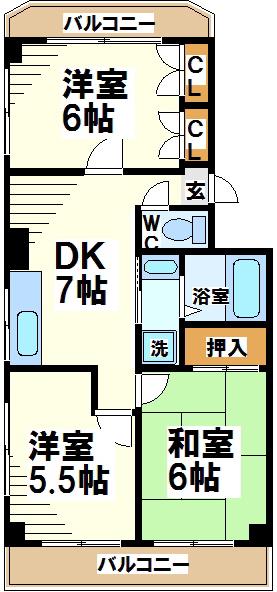 モンレーブ大町(3DK/4階)の間取り写真