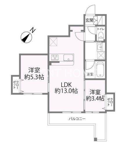 REGLIA今里ノース(2LDK/1階)の間取り写真