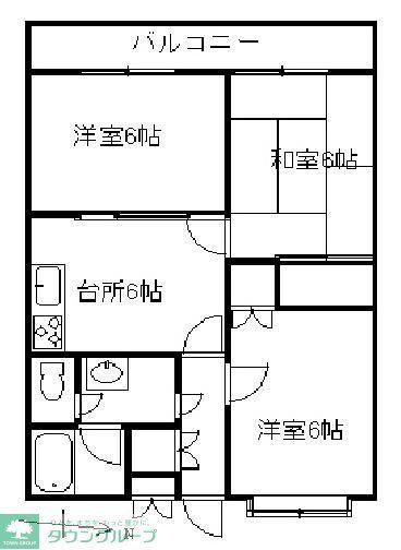 ベルシェ弐番館(3DK/3階)の間取り写真
