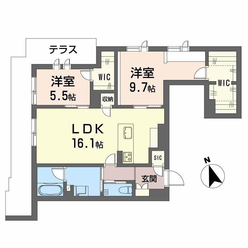 プレミアス赤坂けやき通(2LDK/1階)の間取り写真