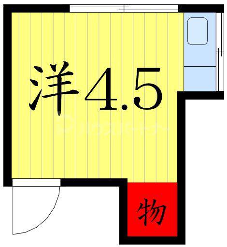 ゆたか荘(ワンルーム/2階)の間取り写真