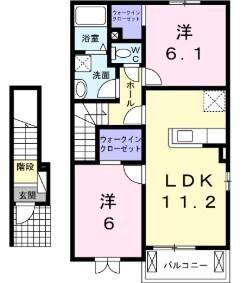 ノーベル A棟(2LDK/2階)の間取り写真