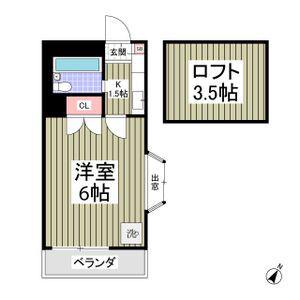 東武東上線 高坂駅 徒歩5分 2階建 築37年(1K/2階)の間取り写真