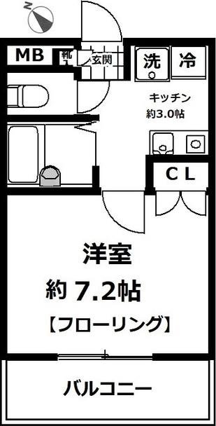 ヤシマメイト片倉(1K/2階)の間取り写真