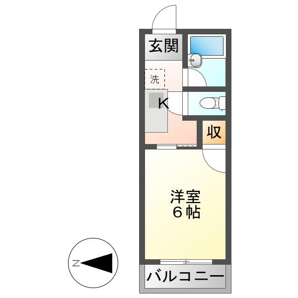 フリーデンハイム平和(1K/3階)の間取り写真