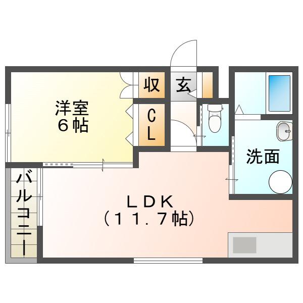ジェーハイツ山手(1LDK/2階)の間取り写真