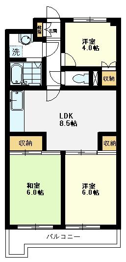 サンコート椙田(3LDK/4階)の間取り写真