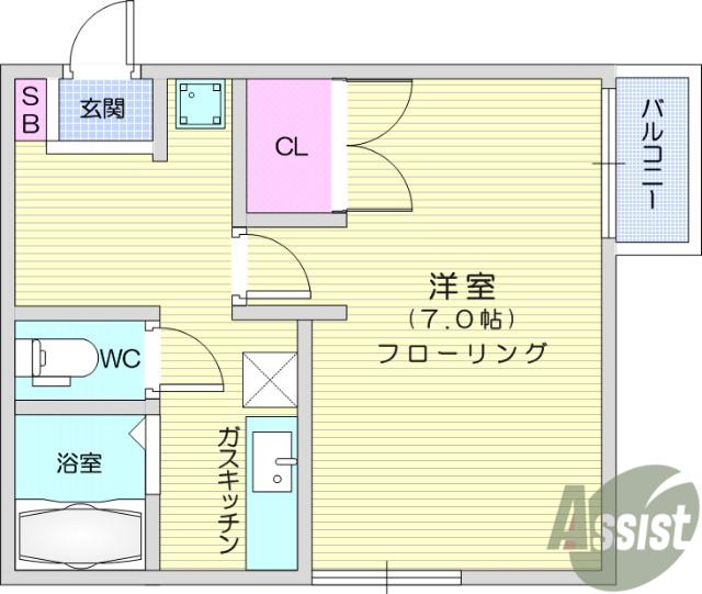 リリーアパート(1K/1階)の間取り写真