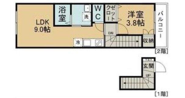 GRAND MAISON台原(1LDK/2階)の間取り写真