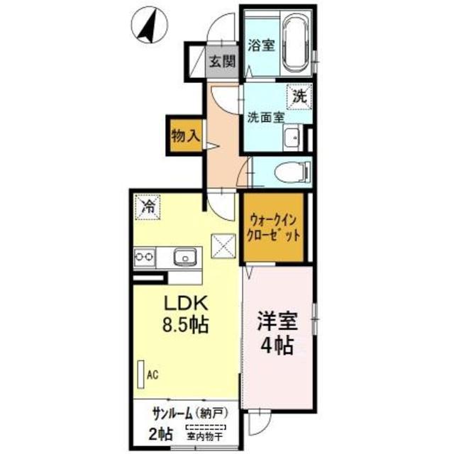 エスポワール(1SLDK/1階)の間取り写真