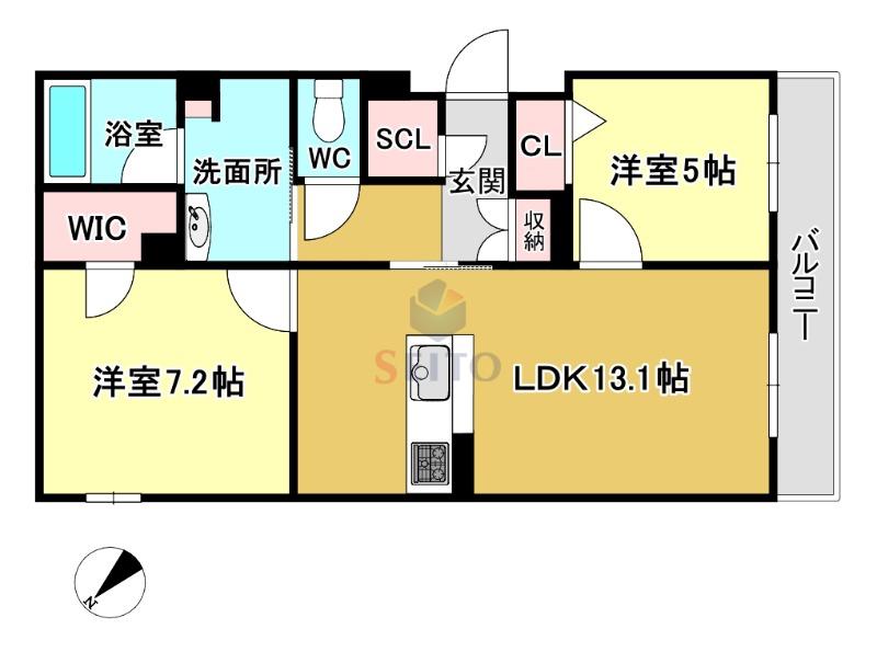 シャーメゾン ペイ ドゥ レーヴ(2LDK/2階)の間取り写真