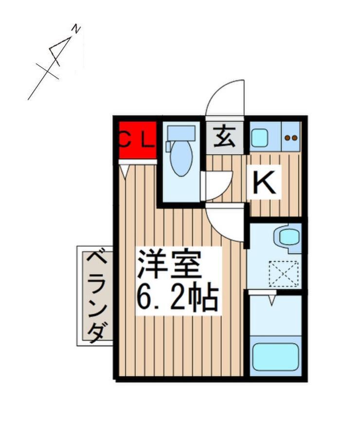 ヴィラート上尾春日(1K/2階)の間取り写真