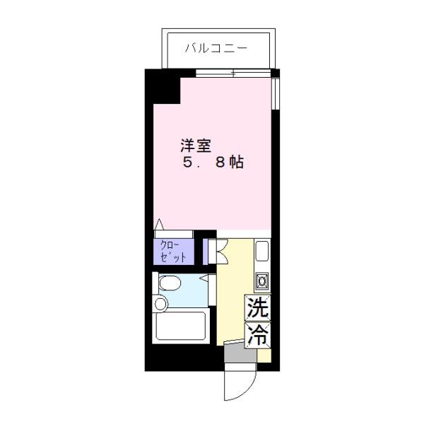 ペガサスマンション白楽(ワンルーム/2階)の間取り写真