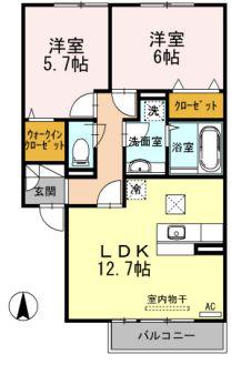 グランセ(2LDK/1階)の間取り写真