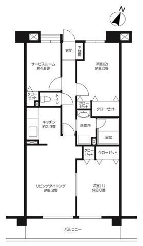 鷺沼ローズプラザ(2SLDK/4階)の間取り写真