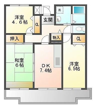 井吹東シティコート(3DK/3階)の間取り写真