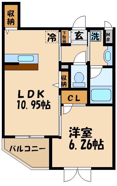 ピアッツァ経堂(1LDK/2階)の間取り写真
