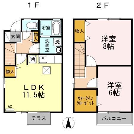 本郷ブルンネン B(2LDK/1階)の間取り写真