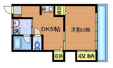 吉野ハイツ(1DK/2階)の間取り写真