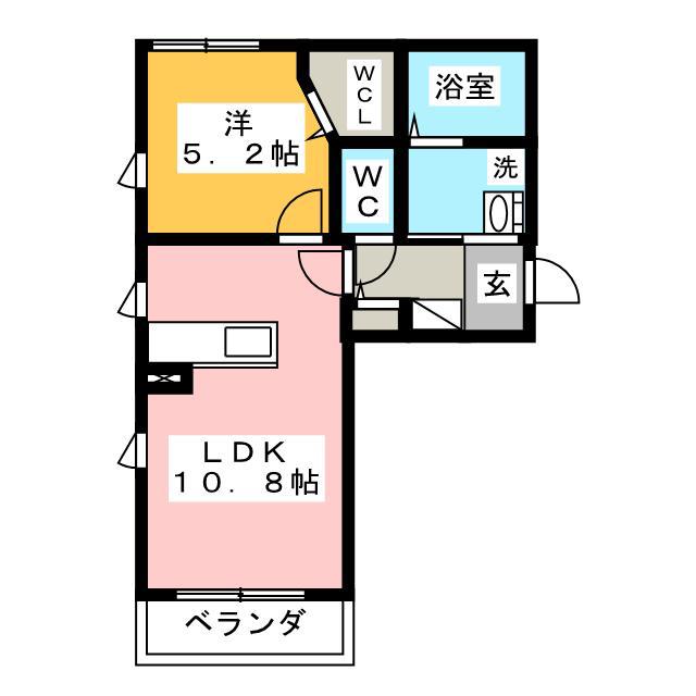 レーヴ算所(1LDK/2階)の間取り写真