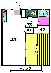 メゾン旭C(1LDK/2階)の間取り写真