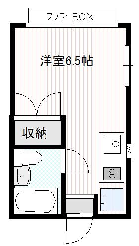 チャイム(ワンルーム/2階)の間取り写真