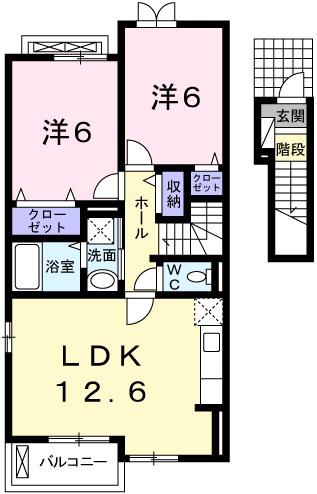 グランアウローラIII(2LDK/2階)の間取り写真