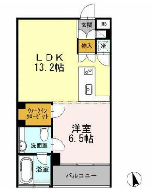 カスタリア目黒長者丸旧イプセ目黒(1LDK/2階)の間取り写真